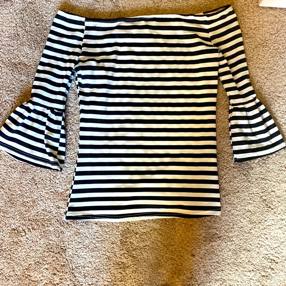 Black Stripes Shoulder Off Top!